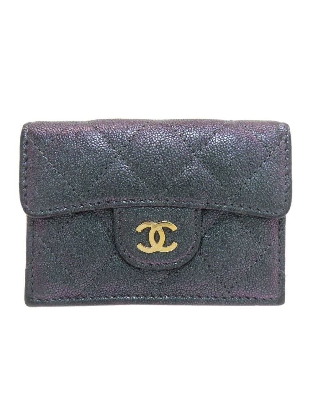 Chanel Quilted CC Logo Gold Trifold Wallet Calfskin